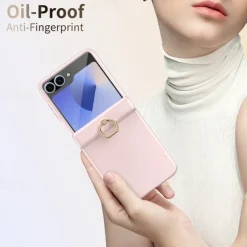 Phone Case For Samsung Galaxy Z Flip 6 Z Flip 5 Back Cover Ring Buckle Shockproof Retro PC