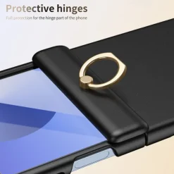Phone Case For Samsung Galaxy Z Flip 6 Z Flip 5 Back Cover Ring Buckle Shockproof Retro PC
