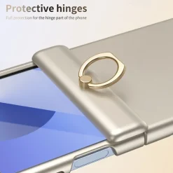 Phone Case For Samsung Galaxy Z Flip 6 Z Flip 5 Back Cover Ring Buckle Shockproof Retro PC