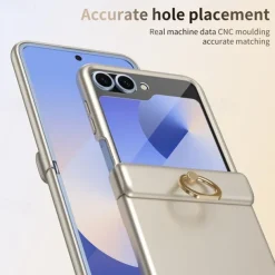 Phone Case For Samsung Galaxy Z Flip 6 Z Flip 5 Back Cover Ring Buckle Shockproof Retro PC