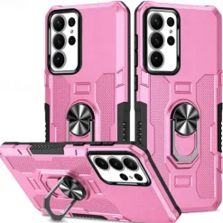 Phone Case For Samsung Galaxy S24 S24 FE S23 S22 S21 Ultra Plus A55 5G A35 5G A25 A15 A34 Back Cover Ring Holder Magnetic Shockproof Retro PC