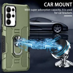 Phone Case For Samsung Galaxy S24 S24 FE S23 S22 S21 Ultra Plus A55 5G A35 5G A25 A15 A34 Back Cover Ring Holder Magnetic Shockproof Retro PC