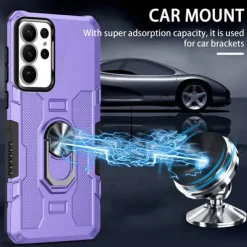 Phone Case For Samsung Galaxy S24 S24 FE S23 S22 S21 Ultra Plus A55 5G A35 5G A25 A15 A34 Back Cover Ring Holder Magnetic Shockproof Retro PC