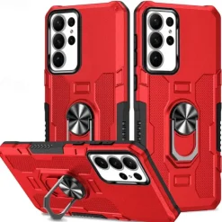 Phone Case For Samsung Galaxy S24 S24 FE S23 S22 S21 Ultra Plus A55 5G A35 5G A25 A15 A34 Back Cover Ring Holder Magnetic Shockproof Retro PC