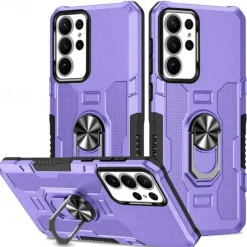 Phone Case For Samsung Galaxy S24 S24 FE S23 S22 S21 Ultra Plus A55 5G A35 5G A25 A15 A34 Back Cover Ring Holder Magnetic Shockproof Retro PC