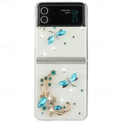 Phone Case For Samsung Galaxy Z Flip 7 Z Flip 6 Z Flip 5 Z Flip 4 Z Flip 3 Flip Flip Bling Rhinestone Crystal Diamond PC