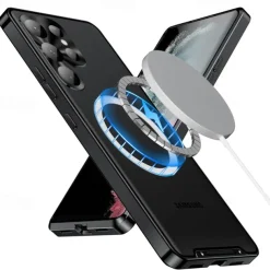 Phone Case For Samsung Galaxy S25 S24 S23 S23 FE S22 S21 Ultra Plus Magnetic Adsorption With Magsafe Camera Lens Protector Support Wireless Charging Shockproof Acrylic Aluminum Alloy