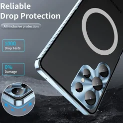 Phone Case For Samsung Galaxy S25 S24 S23 S23 FE S22 S21 Ultra Plus Magnetic Adsorption With Magsafe Camera Lens Protector Support Wireless Charging Shockproof Acrylic Aluminum Alloy