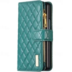 Phone Case For Samsung Galaxy Z Fold 6 Z Fold 5 Z Fold 4 Z Fold 3 Full Body Case Wallet Case Flip Zipper With Card Holder Solid Colored Geometric Pattern PC PU Leather