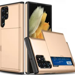 Phone Case For Samsung Galaxy S25 S24 S23 S22 S21 FE S21 Ultra Plus S20 Back Cover Card Holder Dustproof Shockproof Solid Colored TPU