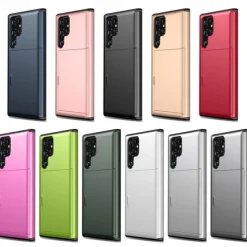 Phone Case For Samsung Galaxy S25 S24 S23 S22 S21 FE S21 Ultra Plus S20 Back Cover Card Holder Dustproof Shockproof Solid Colored TPU