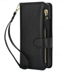 Phone Case For Samsung Galaxy Z Fold 7 Z Fold 6 Z Fold 5 Z Fold 4 Z Fold 3 Wallet Case with Stand Holder Magnetic Zipper Retro TPU PU Leather