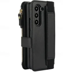 Phone Case For Samsung Galaxy Z Fold 7 Z Fold 6 Z Fold 5 Z Fold 4 Z Fold 3 Wallet Case with Stand Holder Magnetic Zipper Retro TPU PU Leather