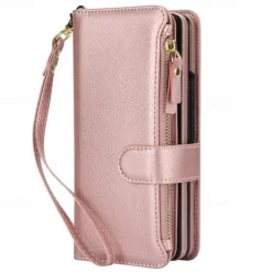 Phone Case For Samsung Galaxy Z Fold 7 Z Fold 6 Z Fold 5 Z Fold 4 Z Fold 3 Wallet Case with Stand Holder Magnetic Zipper Retro TPU PU Leather