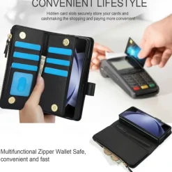 Phone Case For Samsung Galaxy Z Fold 7 Z Fold 6 Z Fold 5 Z Fold 4 Z Fold 3 Wallet Case with Stand Holder Magnetic Zipper Retro TPU PU Leather