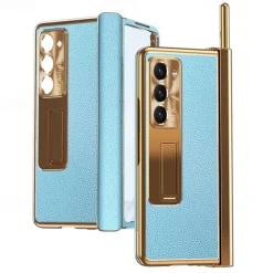 Phone Case For Samsung Galaxy Z Fold 7 Z Fold 6 Z Fold 5 Z Fold 4 Z Fold 3 Back Cover with Stand Holder with Screen Protector Pencil Holder PC Metal PU Leather