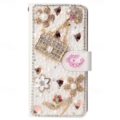 Phone Case For Samsung Galaxy S25 S24 S23 S22 S21 Ultra Plus A55 5G A35 5G A25 A15 A14 Wallet Case Glitter Shine Dustproof Kickstand Glitter Shine PU Leather