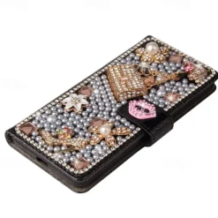 Phone Case For Samsung Galaxy S25 S24 S23 S22 S21 Ultra Plus A55 5G A35 5G A25 A15 A14 Wallet Case Glitter Shine Dustproof Kickstand Glitter Shine PU Leather