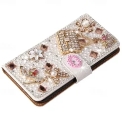 Phone Case For Samsung Galaxy S25 S24 S23 S22 S21 Ultra Plus A55 5G A35 5G A25 A15 A14 Wallet Case Glitter Shine Dustproof Kickstand Glitter Shine PU Leather