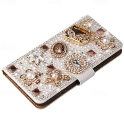 Phone Case For Samsung Galaxy S25 S24 S23 S22 S21 Ultra Plus A55 5G A35 5G A25 A15 A14 Wallet Case Glitter Shine Dustproof Kickstand Glitter Shine PU Leather