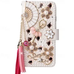 Phone Case For Samsung Galaxy S25 S24 S23 S22 S21 Ultra Plus A55 5G A35 5G A25 A15 A14 Wallet Case Glitter Shine Dustproof Kickstand Glitter Shine PU Leather