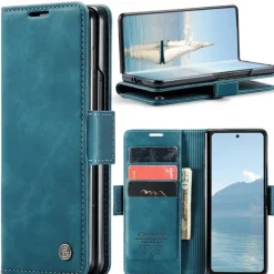 Phone Case For Samsung Galaxy Z Fold 7 Z Fold 6 Z Fold 5 Z Fold 4 Flip Cover with Stand Holder Magnetic Card Slot Retro TPU PU Leather