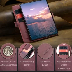 Phone Case For Samsung Galaxy Z Fold 7 Z Fold 6 Z Fold 5 Z Fold 4 Flip Cover with Stand Holder Magnetic Card Slot Retro TPU PU Leather