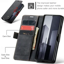 Phone Case For Samsung Galaxy Z Fold 7 Z Fold 6 Z Fold 5 Z Fold 4 Flip Cover with Stand Holder Magnetic Card Slot Retro TPU PU Leather