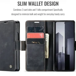 Phone Case For Samsung Galaxy Z Fold 7 Z Fold 6 Z Fold 5 Z Fold 4 Flip Cover with Stand Holder Magnetic Card Slot Retro TPU PU Leather
