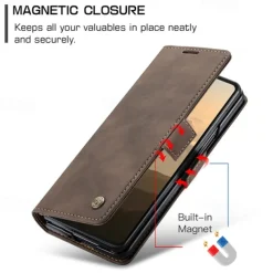 Phone Case For Samsung Galaxy Z Fold 7 Z Fold 6 Z Fold 5 Z Fold 4 Flip Cover with Stand Holder Magnetic Card Slot Retro TPU PU Leather