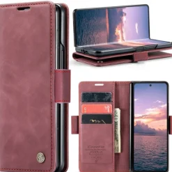 Phone Case For Samsung Galaxy Z Fold 7 Z Fold 6 Z Fold 5 Z Fold 4 Flip Cover with Stand Holder Magnetic Card Slot Retro TPU PU Leather