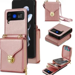 Phone Case For Samsung Galaxy Z Flip 6 Z Flip 5 Z Flip 4 Z Flip 3 Back Cover Flip Cover Zipper with Lanyard Card Slot Retro PC PU Leather