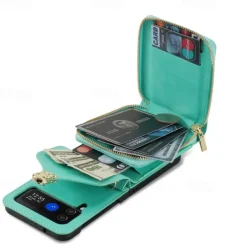 Phone Case For Samsung Galaxy Z Flip 6 Z Flip 5 Z Flip 4 Z Flip 3 Back Cover Flip Cover Zipper with Lanyard Card Slot Retro PC PU Leather