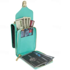 Phone Case For Samsung Galaxy Z Flip 6 Z Flip 5 Z Flip 4 Z Flip 3 Back Cover Flip Cover Zipper with Lanyard Card Slot Retro PC PU Leather