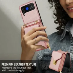 Phone Case For Samsung Galaxy Z Flip 6 Z Flip 5 Z Flip 4 Z Flip 3 Back Cover Flip Cover Zipper with Lanyard Card Slot Retro PC PU Leather