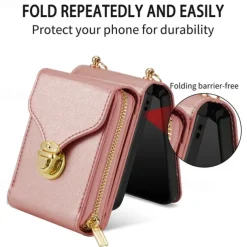 Phone Case For Samsung Galaxy Z Flip 6 Z Flip 5 Z Flip 4 Z Flip 3 Back Cover Flip Cover Zipper with Lanyard Card Slot Retro PC PU Leather