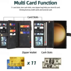 Phone Case For Samsung Galaxy S23 Ultra Plus S22 Plus Ultra S21 FE A14 A54 A73 A32 A42 A22 Wallet Case Detachable Zipper with Wrist Strap Solid Colored TPU PU Leather