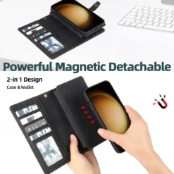 Phone Case For Samsung Galaxy S23 Ultra Plus S22 Plus Ultra S21 FE A14 A54 A73 A32 A42 A22 Wallet Case Detachable Zipper with Wrist Strap Solid Colored TPU PU Leather