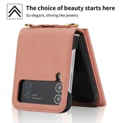 Phone Case For Z Flip 6 Z Flip 5 Z Flip 4 Z Flip 3 Back Cover with Stand Holder Zipper with Lanyard Retro TPU PU Leather