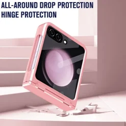 Phone Case For Z Flip 6 Z Flip 5 Back Cover with Screen Protector Shockproof Retro TPU PC