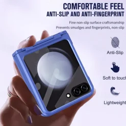 Phone Case For Z Flip 6 Z Flip 5 Back Cover with Screen Protector Shockproof Retro TPU PC