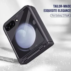 Phone Case For Z Flip 6 Z Flip 5 Back Cover with Screen Protector Shockproof Retro TPU PC