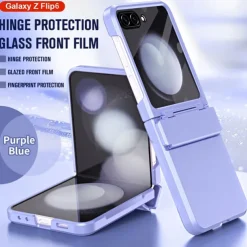 Phone Case For Z Flip 6 Z Flip 5 Back Cover with Screen Protector Shockproof Retro TPU PC
