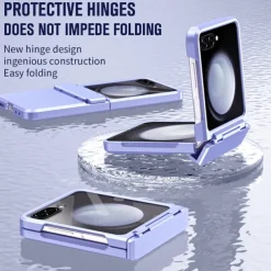 Phone Case For Z Flip 6 Z Flip 5 Back Cover with Screen Protector Shockproof Retro TPU PC
