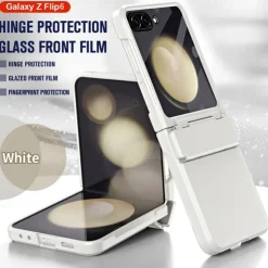 Phone Case For Z Flip 6 Z Flip 5 Back Cover with Screen Protector Shockproof Retro TPU PC