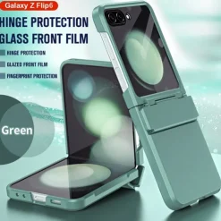 Phone Case For Z Flip 6 Z Flip 5 Back Cover with Screen Protector Shockproof Retro TPU PC