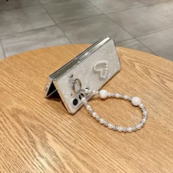 Phone Case For Z Fold 7 Z Fold 6 Z Fold 5 Z Fold 4 Z Fold 3 Back Cover with Wrist Strap Shockproof Retro PC