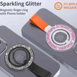 Phone Ring Holder Rotatable Foldable Magnetic Phone Holder for Outdoor Desk Compatible with iPhone 15 14 Plus 13 12 Mini 11 Pro Max X XR XS Max Phone Accessory