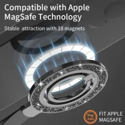 Phone Ring Holder Rotatable Foldable Magnetic Phone Holder for Outdoor Desk Compatible with iPhone 15 14 Plus 13 12 Mini 11 Pro Max X XR XS Max Phone Accessory