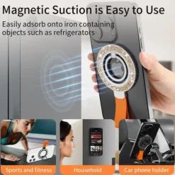 Phone Ring Holder Rotatable Foldable Magnetic Phone Holder for Outdoor Desk Compatible with iPhone 15 14 Plus 13 12 Mini 11 Pro Max X XR XS Max Phone Accessory